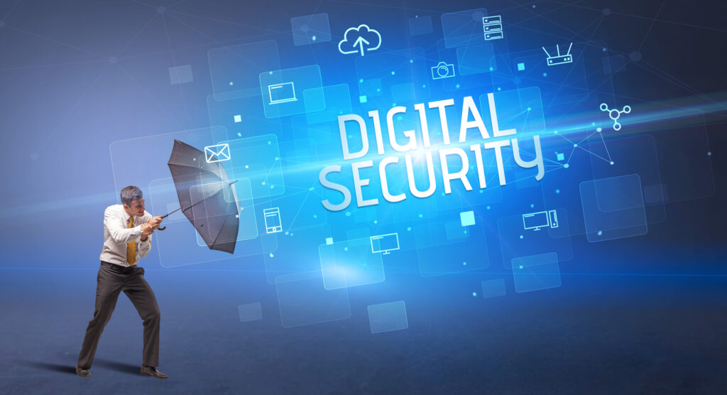 defending with umbrella from cyber attack