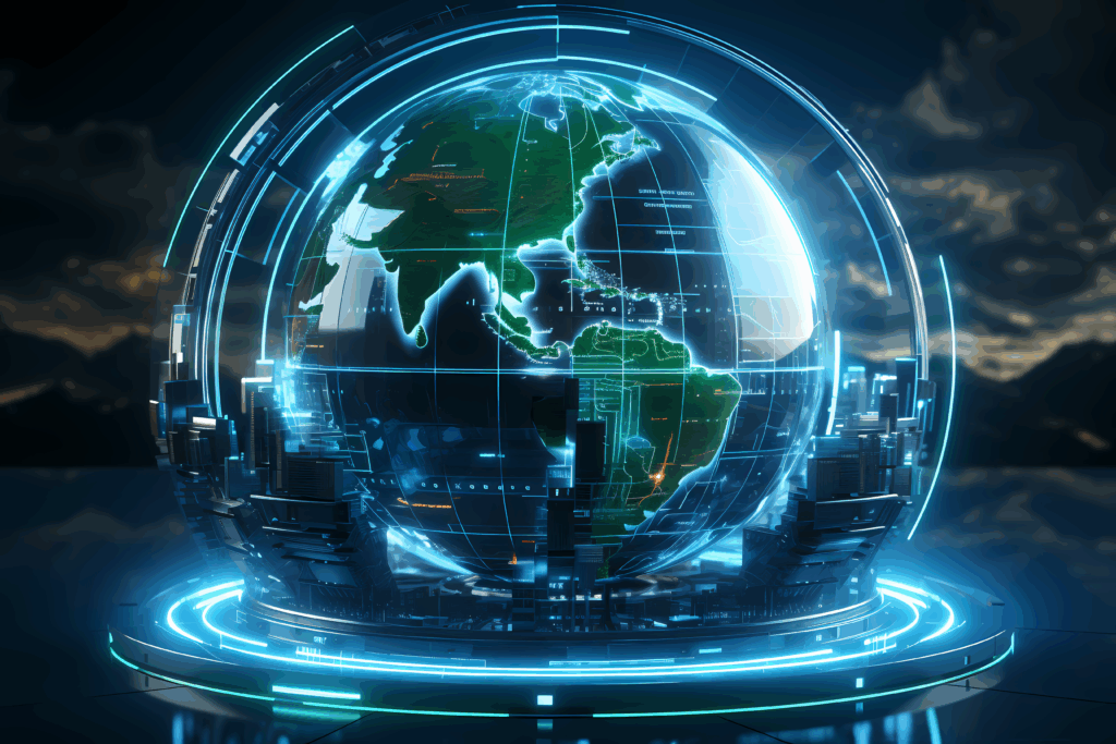 high tech view futuristic earth