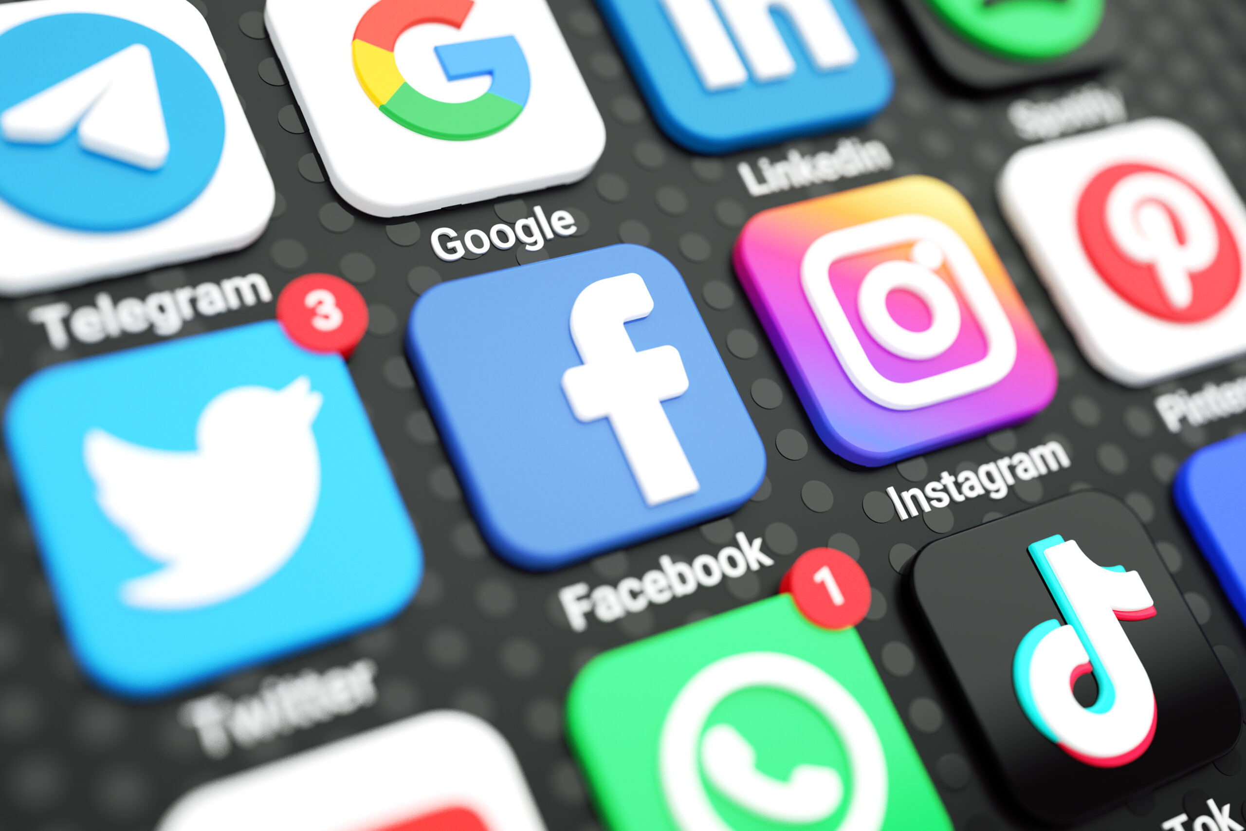 social media icons logos mobile phone screen 3d scaled